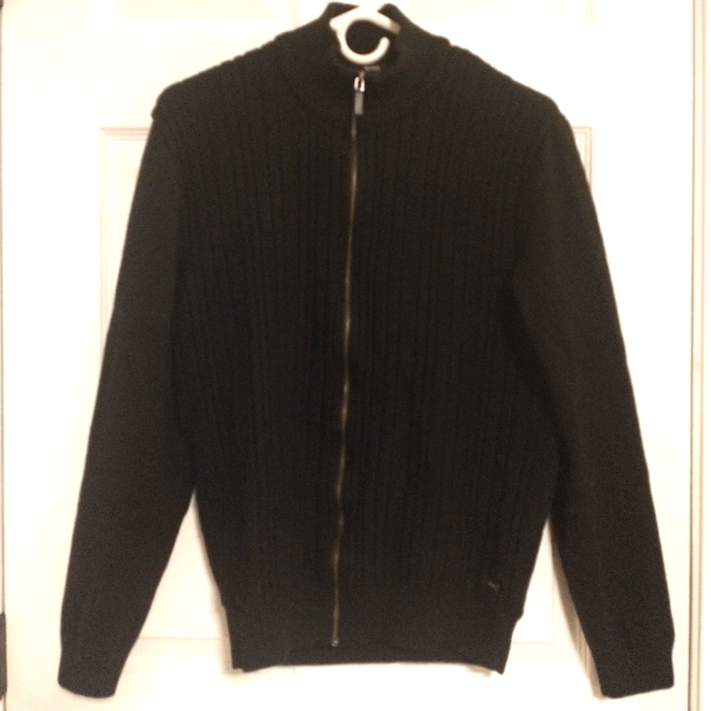 BOSS Hugo Boss Zip Front Wool Cardigan Sweater